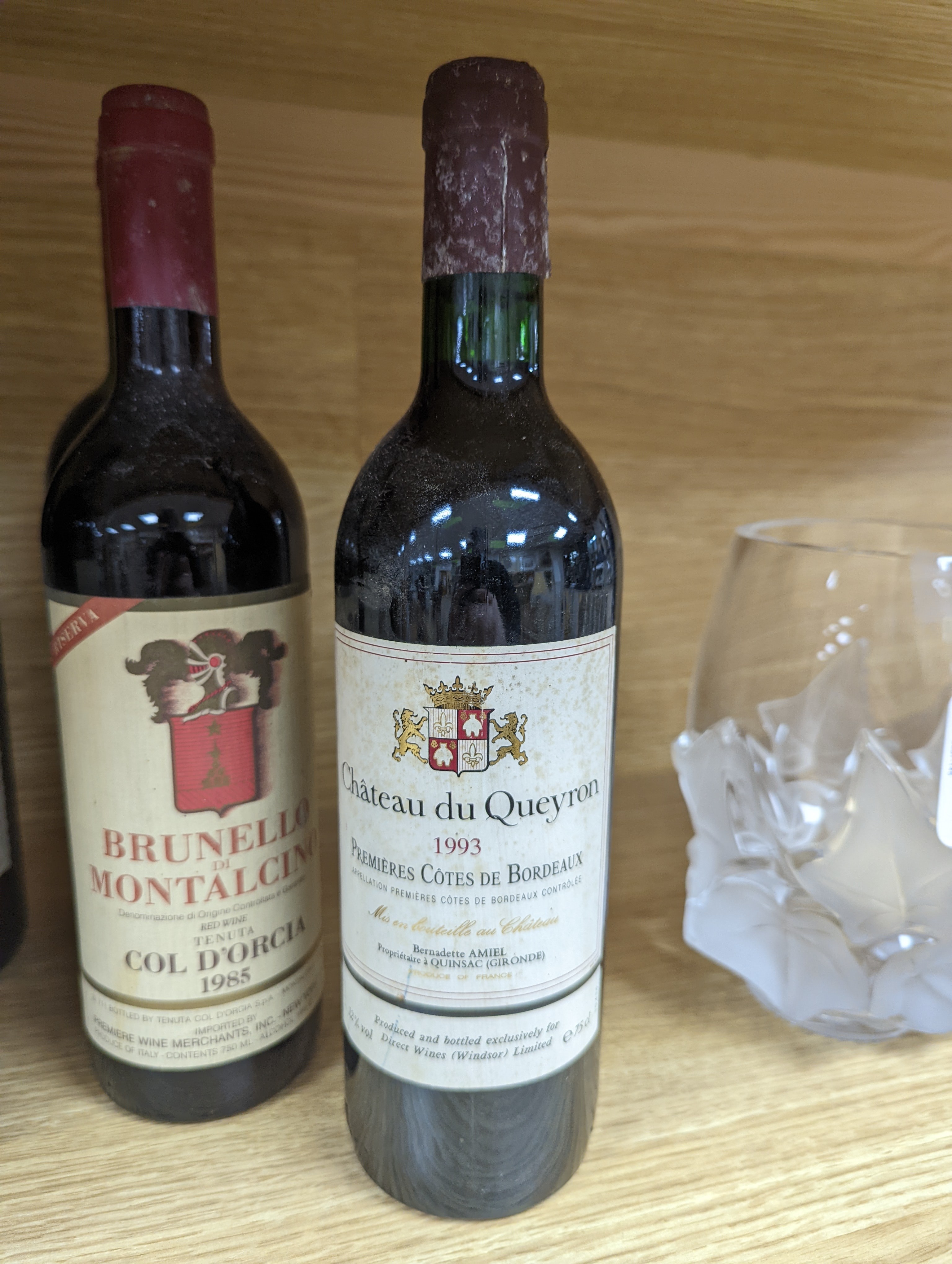 Twelve assorted bottles of wine including one Opus One, 1988, one Vosne Romanee, Jean Paul Selles, 1992, one Chateau Cazauviel, Margaux 1993, Chateau Pontet-Canet, 1986 and Brunello Montalcino, 1985 & 1991 etc.